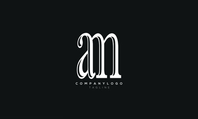 Fototapeta na wymiar AM, MA, Abstract initial monogram letter alphabet logo design