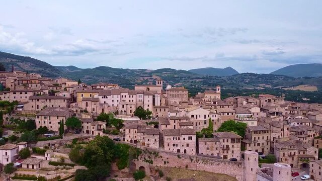 Aerial view of the small town of Spello in Umbria