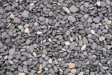 Small flat gray pebbles for design.