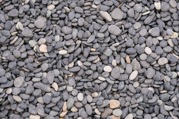 Small flat gray pebbles for design.