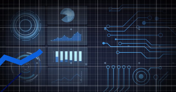 Image of blue line over scopes scanning and data processing on grid