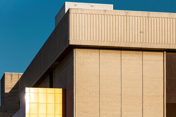 Modern building corner with composite panels.