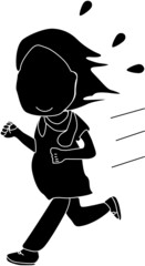 ジョギングをする肥満体型の女性「シルエット」