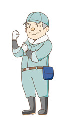 作業服を着た元気なシルバー世代の男性