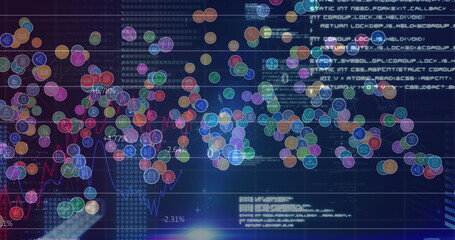 Image of digital icons and data processing on blue background
