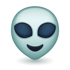 Grey Alien Face Emoji Icon Illustration Sign. Extraterrestrial Creature Vector Symbol Emoticon Design Vector Clip Art.