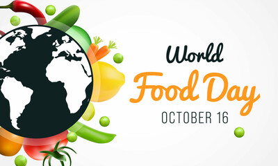 World Food day is observed every year on October 16, promotes global awareness and action for those who suffer from hunger and for the need to ensure healthy diets for all. Vector illustration