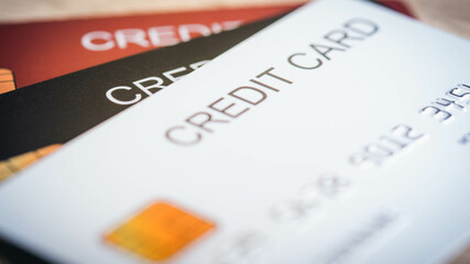 Credit card close up macro shot and selective focus for background.