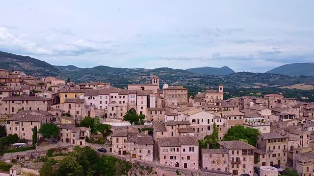 Aerial view of the small town of Spello in Umbria