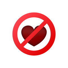 Flat no heart for decoration design. Vector flat illustration.