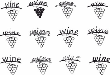 Grape wine brunch decorative element for design, alcohol logo