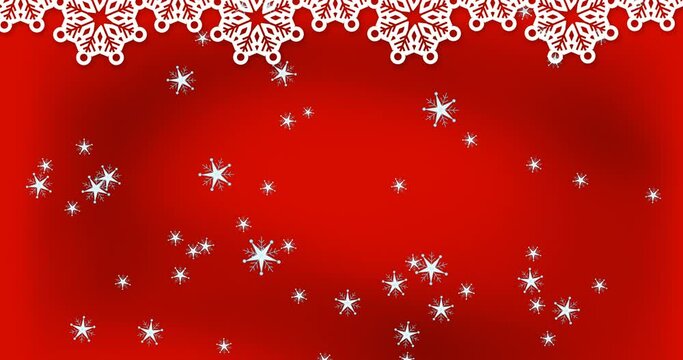 Animation of snow falling on red background