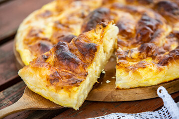 Traditional Romanian baked house pie with cheese