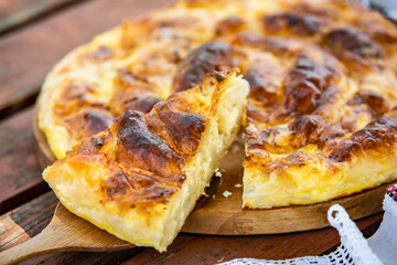 Traditional Romanian baked house pie with cheese