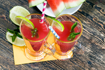 homemade watermelon juice made in the summer or autumn season