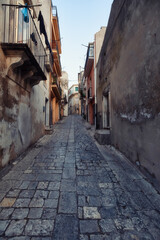 Small street in italy. street in city center of a little town in Sicily .Gulfi