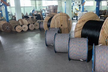 fiber optic cable reels for high voltage networks and telecommunications.
