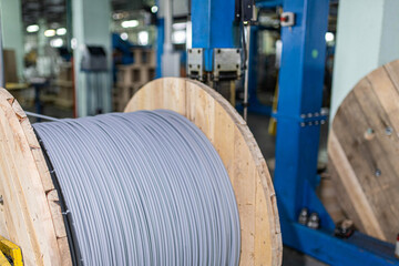 optical fiber cables in a reel, power cables.