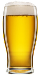 Cool glass of beer with white foam isolated on white background. File contains clipping path.
