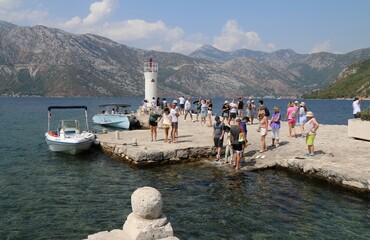 montenegro, lake, Boka kotorska, Our Lady of the Rocks, water, Lighthouse, coast, landscape, nature, travel, mediterrenean, panorama, harbor, summer, ship, mountain, view,