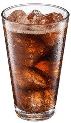 Cold glass of cola drink with ice cubes isolated on white background. File contains clipping path.