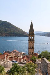 montenegro, perast, lake, church, water, coast, landscape, nature, travel, mediterrenean, panorama, harbor, summer, ship, mountain, view,
