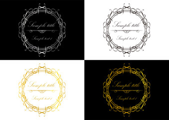 金・銀・白色の円形クラシックフレーム