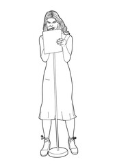 Drawing of a singer standing