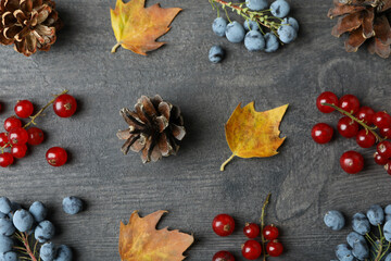 Happy Thanksgiving Day composition on dark wooden background