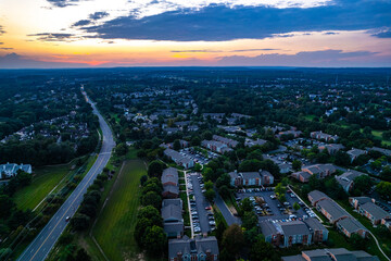 Naklejka na ściany i meble Aerial Drone of Plainsboro Princeton Sunset 