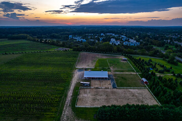 Aerial Drone of Plainsboro Princeton Sunset 