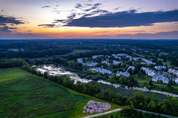 Aerial Drone of Plainsboro Princeton Sunset 