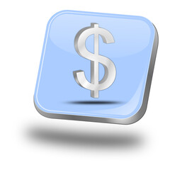 Button with Dollar sign - 3D illustration