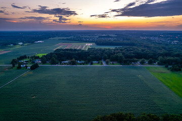 Aerial Drone of Plainsboro Princeton Sunset 