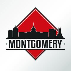 Obraz premium Montgomery, AL, USA Skyline Logo. Adventure Landscape Design Vector Illustration.