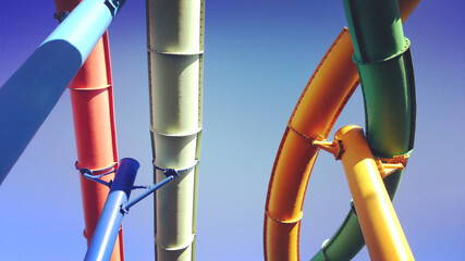 aquapark  with colorful  waterslides