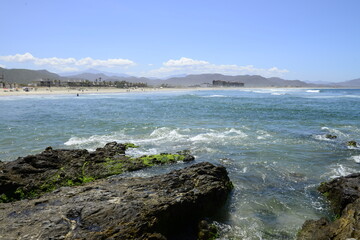 Rocks and ocean waves at the pacific ocean near Todos Santos in the Baja peninsula at Baja california Sur, La Paz Todos Santos Mexico. LOS CERRITOS Beach 