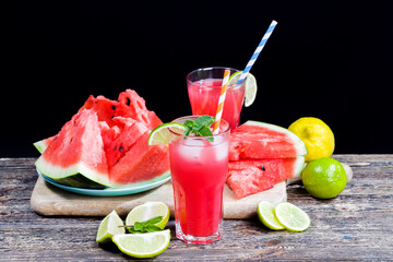 watermelon juice poured into a glass container
