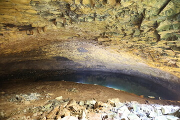 View from inside the volcano in Furna Do Enxofre, Graciosa island, Azores