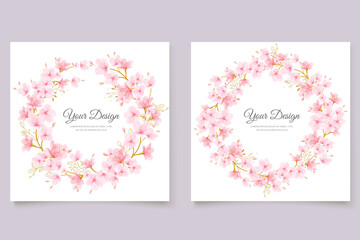watercolor cherry blossom floral and leaves card set