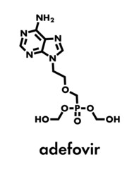 Adefovir hepatitis B and herpes simplex virus (HSV) drug molecule. Skeletal formula.