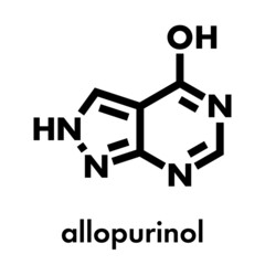 Allopurinol gout drug molecule. Skeletal formula.