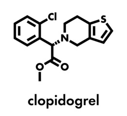 Obraz premium Clopidogrel antiplatelet agent molecule. Inhibits blood clotting Skeletal formula.