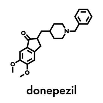 Donepezil Alzheimer's disease drug molecule. Skeletal formula.