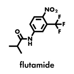 Flutamide prostate cancer drug (anti-androgen) molecule. Skeletal formula.