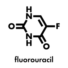 Fluorouracil (5-FU, FU) cancer chemotherapy drug molecule. Skeletal formula.