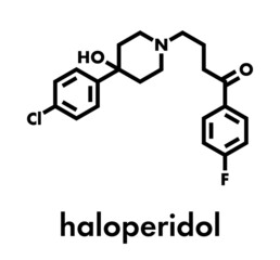 Haloperidol antipsychotic (neuroleptic) drug molecule. Skeletal formula.