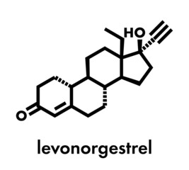 Fototapeta premium Levonorgestrel contraceptive pill drug molecule. Skeletal formula.