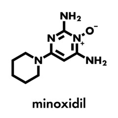Minoxidil male pattern baldness (androgenic alopecia) drug molecule. Skeletal formula.