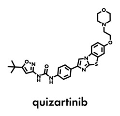 Quizartinib cancer drug molecule (kinase inhibitor). Skeletal formula.